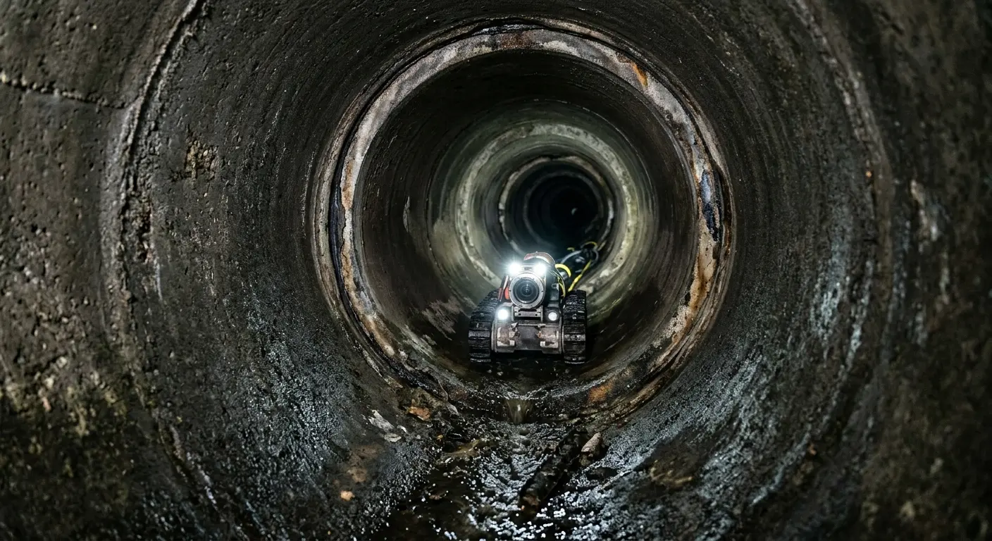 Robotic sewer camera inspecting pipe interior for Sewer Line Cleaning in Schaumburg
